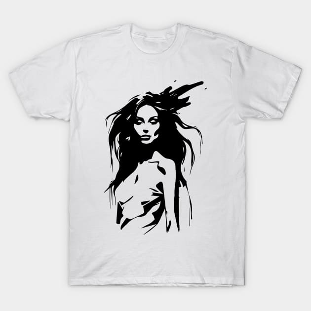 woman face ink painted T-Shirt by lkn